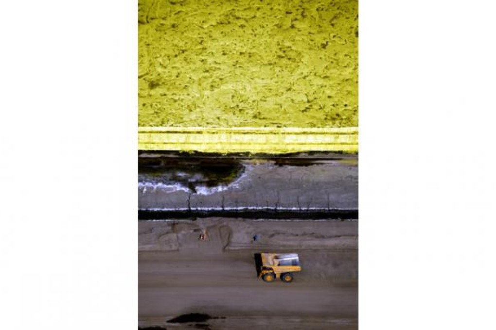 A mountain of sulphur forms next to a mine in Fort McMurray.
