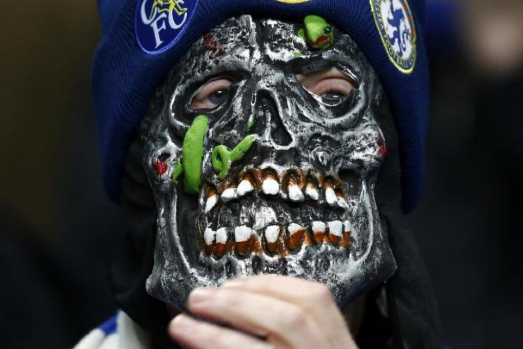 A fan gets into the spirit on Halloween night at the Bridge.