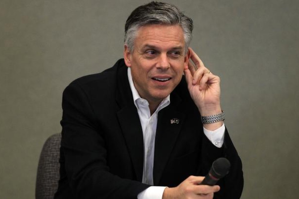 Jon Huntsman former US ambassador to China and Governor of Utah, listens to questions during a business lunch January 5, 2012 in Portsmouth, New Hampshire. Photo: AFP