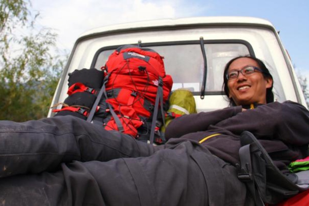 Gu Yue tours China with no money. Photo: SCMP