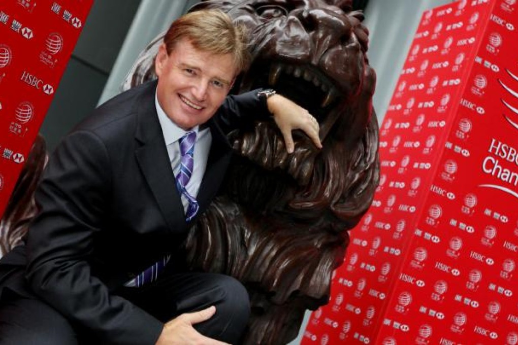 Ernie Els at the HSBC headquarters in Central. Photo: Nora Tam