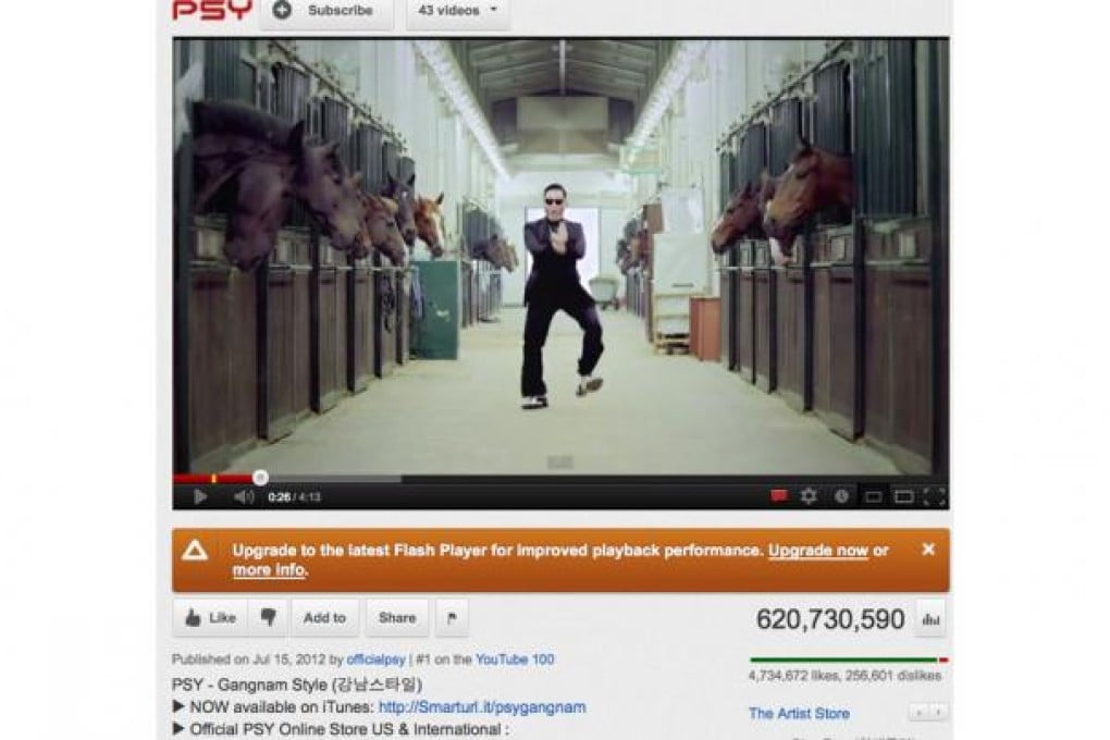 Psy does his goofy dance in a scene from his Gangnam Style video, which has rocketed up the charts worldwide. Photo: SCMP