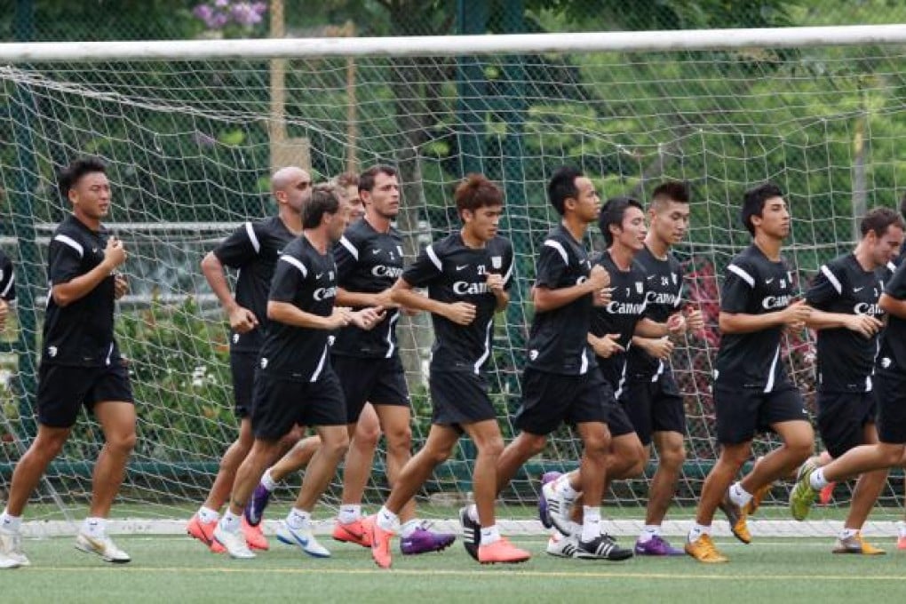 First Division champions Kitchee start their first training session in preparation for the new season. Photo: Nora Tam