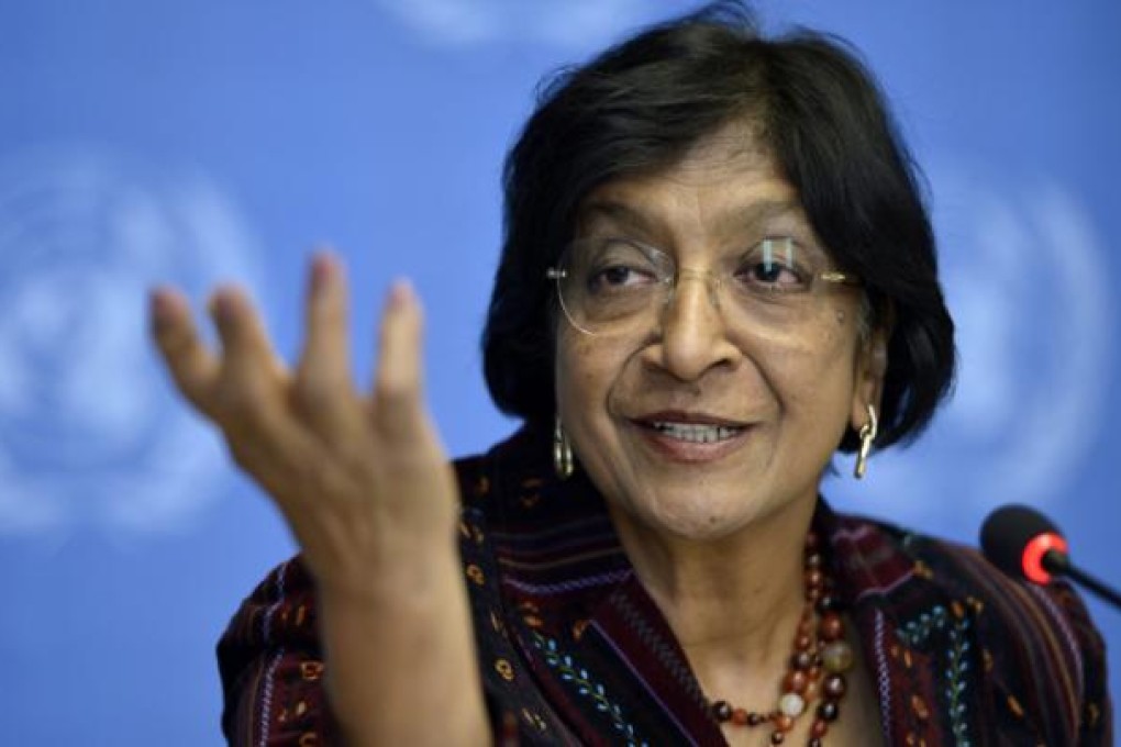 UN High Commissioner for Human Rights Navi Pillay speaks during a press conference, at the United Nations in Geneva on October 18. Photo: AP