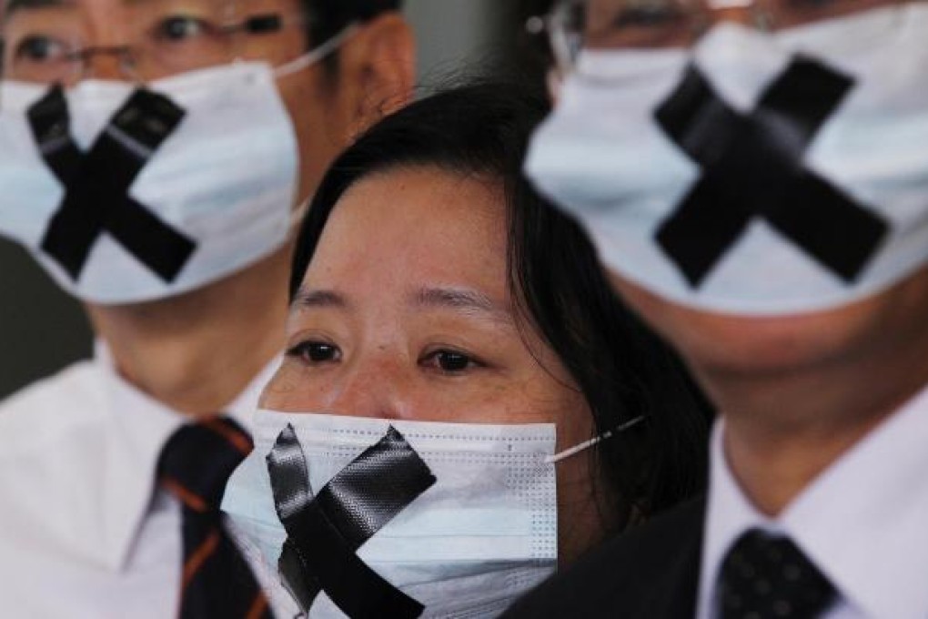 Members of the Family Morality Concern Network show their opposition to consulting the public on a new anti-discrimination law. Photo: K. Y. Cheng