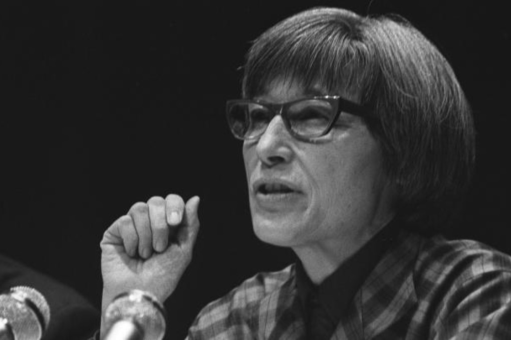 Chinese-born author Han Suyin speaking at a press conference in 1977. Photo: SCMP