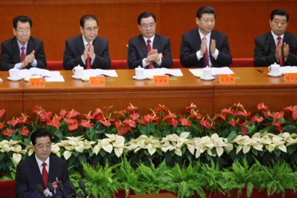 President Hu Jintao delivers his speech at the Great Hall of the People yesterday. Photo: Bloomberg