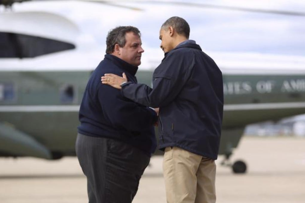 Chris Christie and Barack Obama meet in New Jersey. Photo: NYT