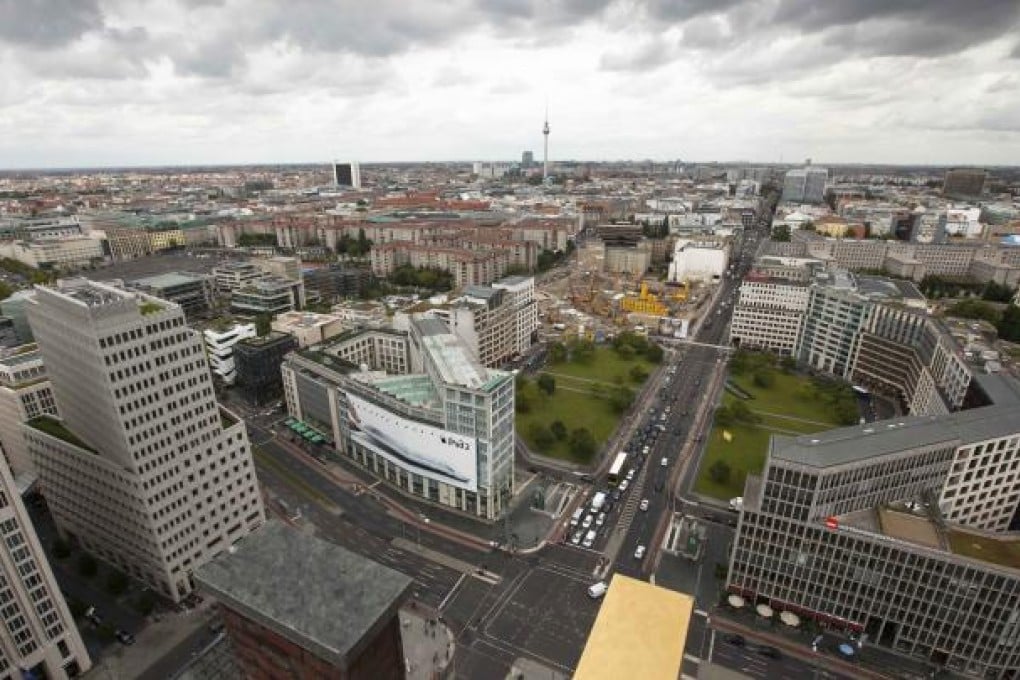 A general view of the Potsdamer Platz from the viewing platform of a business building in Berlin. Photo: AP