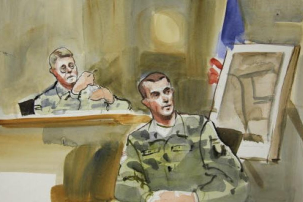 Captain Daniel Fields (right) a prosecution witness in the military preliminary hearing of US Army Staff Sergeant Robert Bales, testifies in a military courtroom in Washington state. Photo: AP