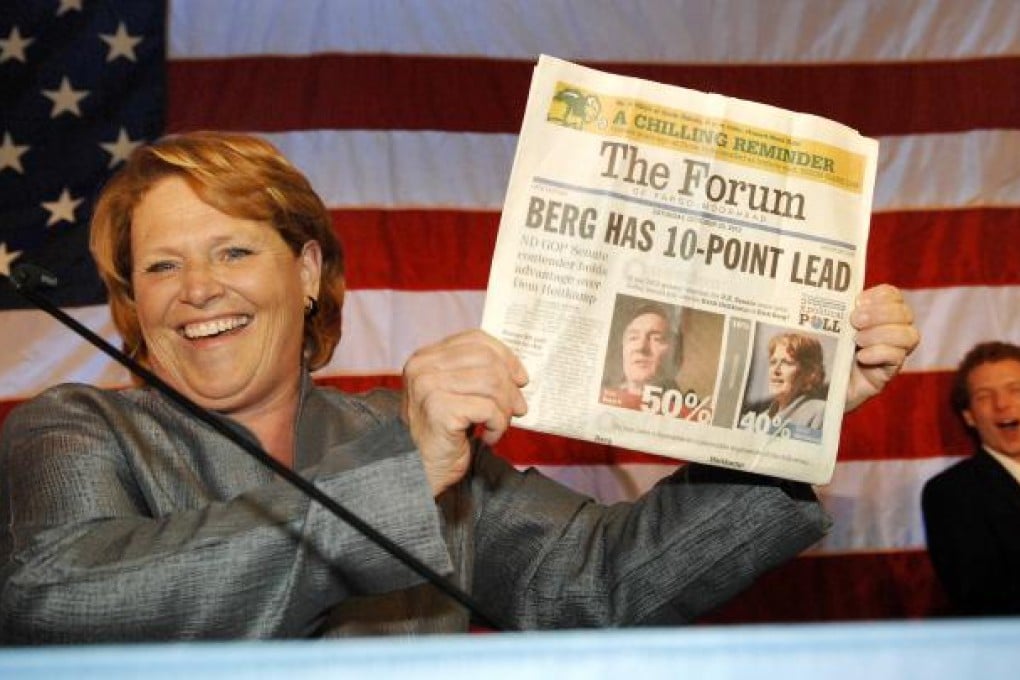 Democratic contender in the Senate race in North Dakota, Heidi Heitkamp, narrowly defeated her Republican rival Rick Berg. Photo: AP