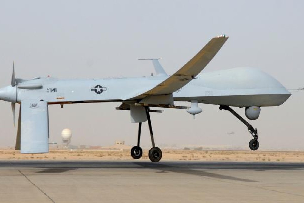 An MQ-1 Predator unmanned aircraft as it prepares for take-off. Photo: AFP