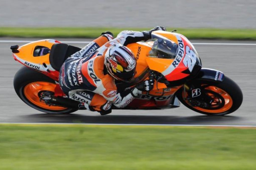 Dani Pedrosa races to pole position in Valencia. Photo: AFP