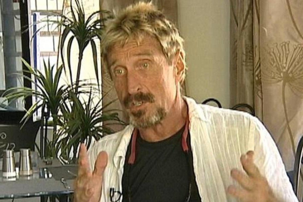 John McAfee, 67, made millions when he sold his anti-virus software company in the early 1990s. Photo: SCMP Pictures