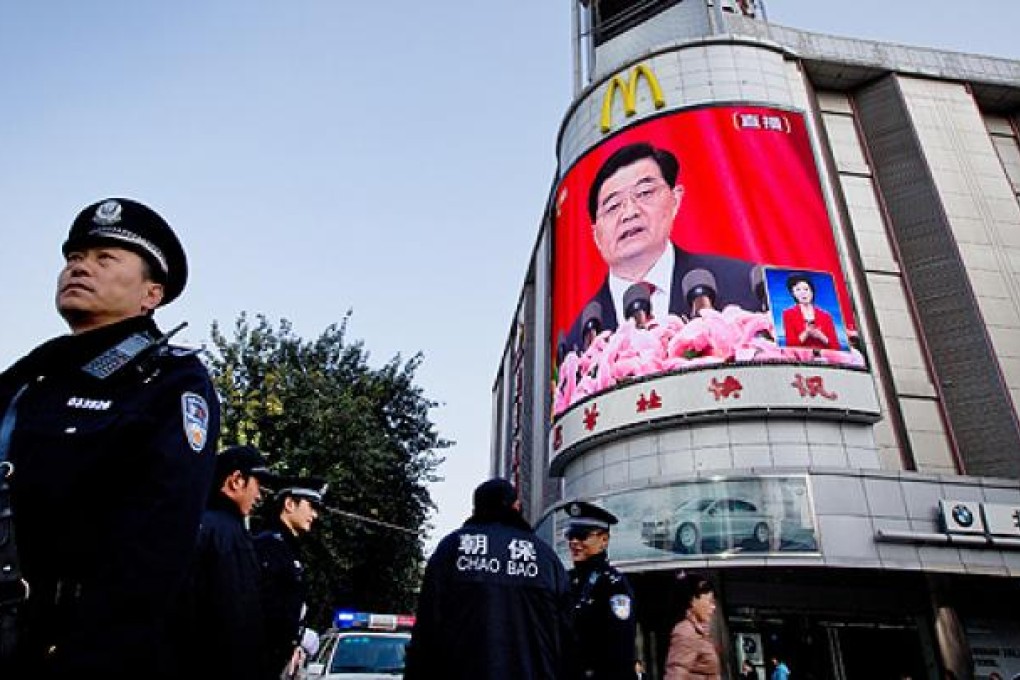 President Hu Jintao's remarks last week are broadcasted live in Beijing. Photo: AP