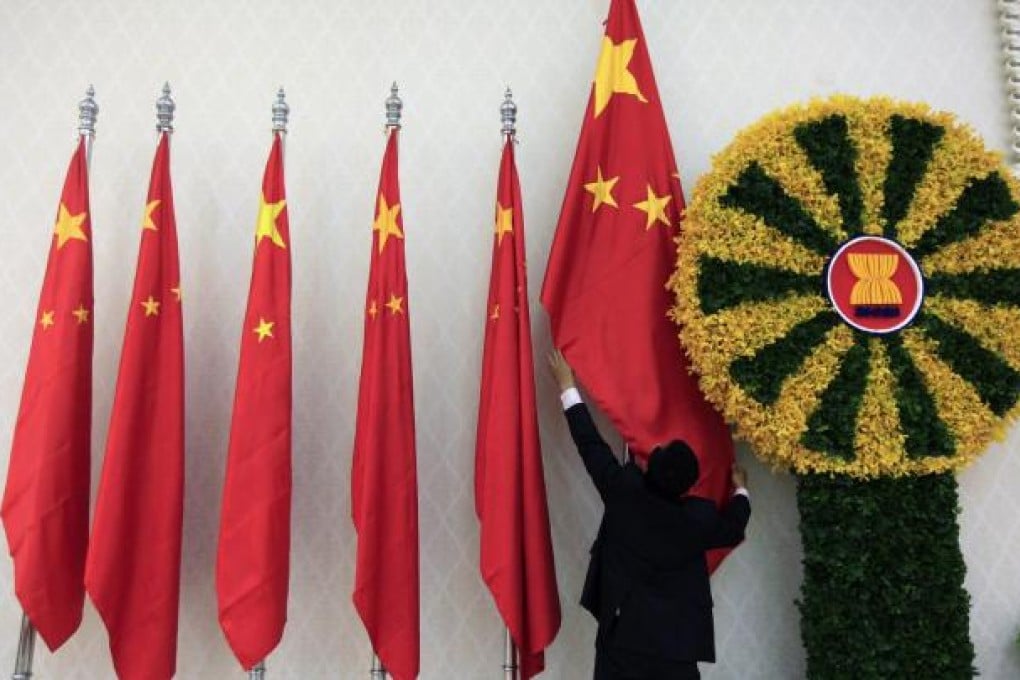 The Chinese flag is prepared for a welcome ceremony in the Cambodian capital. Photo: EPA