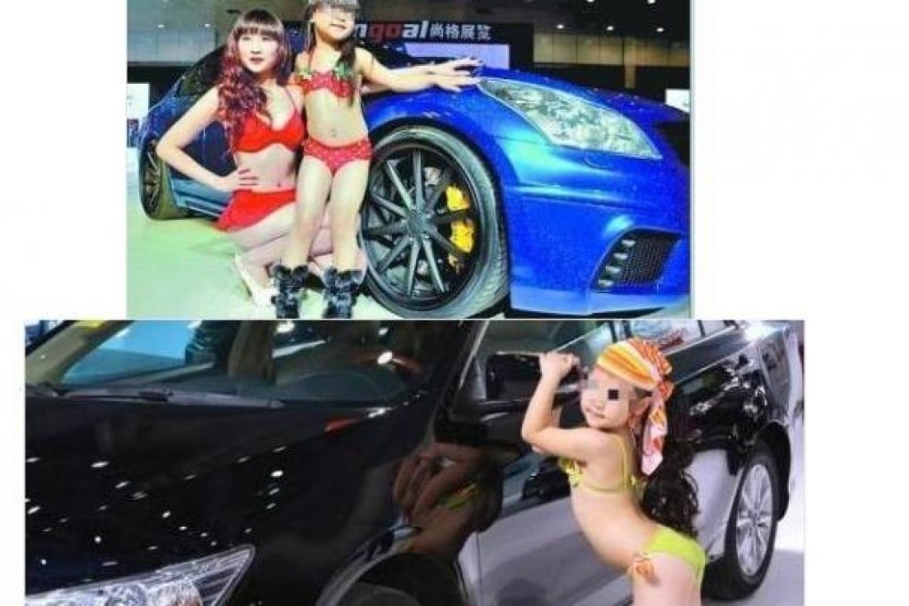 Bikini-clad child models at car show outrage netizens