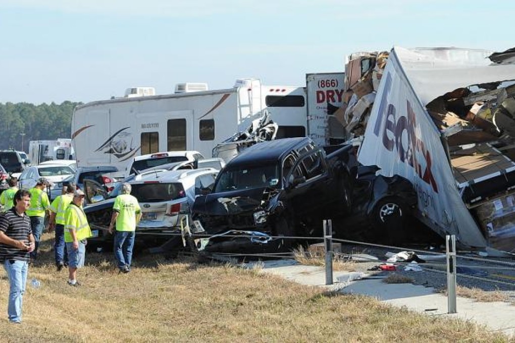 About 90 people went to hospital due to the huge pile-up. Photo: AP