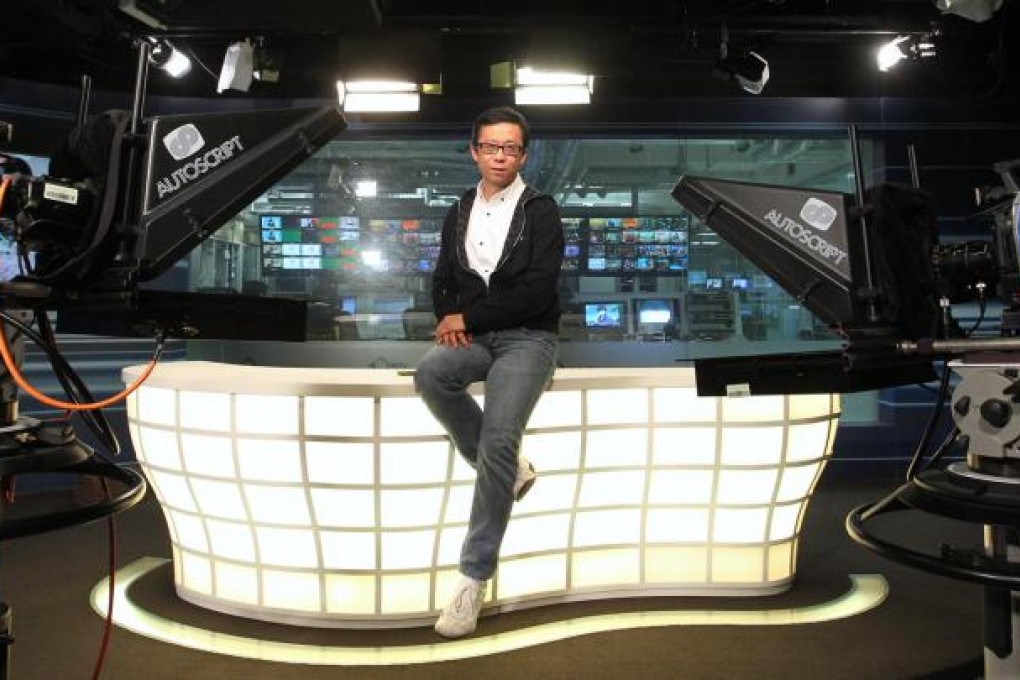 City Telecom boss Ricky Wong Wai-kay in a studio at the company's offices in Kwai Chung. Wong says he will go to court if his company isn't granted a free-to-air TV licence by the end of the year. Photo: May Tse
