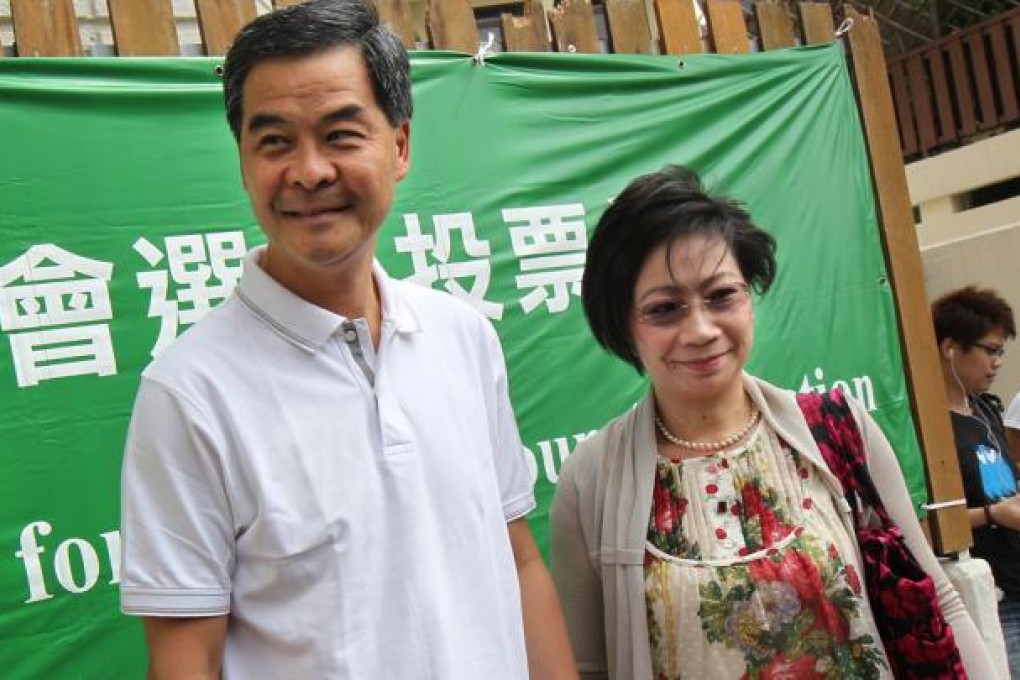 Leung Chun-ying and his wife Regina Leung Tong Ching-yee. Photo: Dickson Lee