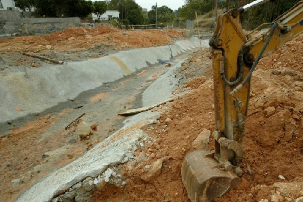 Concrete poured in a Sai Kung stream. Photo: SCMP