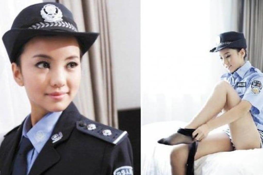 Wang Xiaomeng posted photos of herself online, dressed as a policewoman. Photos: Sina/Weibo