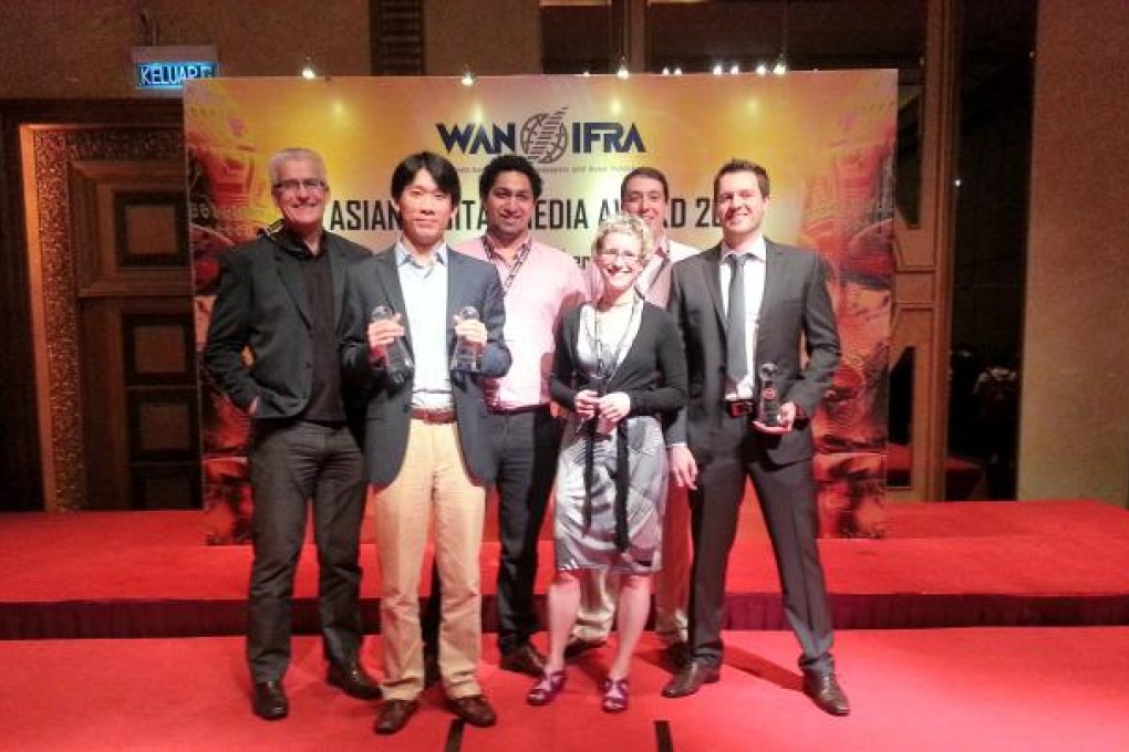 The South China Morning Post's digital team at the Asian Digital Media Awards 2012.
