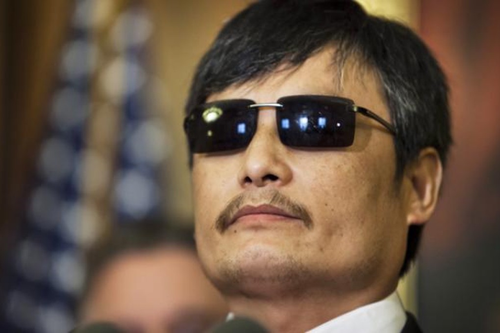 Chinese civil rights activist Chen Guangcheng speaks during a press conference in the Rayburn Room of the US Capitol in Washington on August 1, 2012. Photo: EPA
