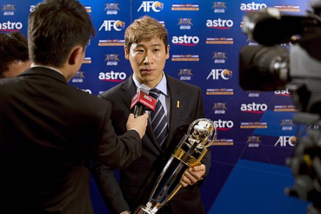 AFC Player of the Year Lee Keun-ho from South Korea speaks to the media after receiving his award in Kuala Lumpur. Photo: AFP