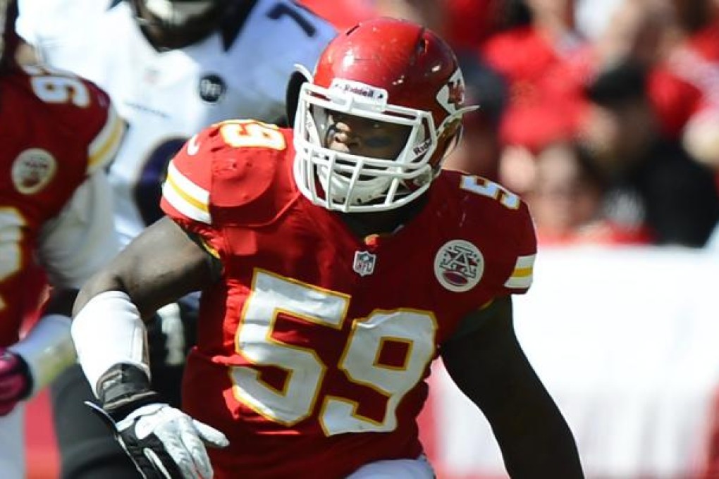 Kansas City Chiefs linebacker Jovan Belcher during a game at Arrowhead Stadium. Photo: EPA