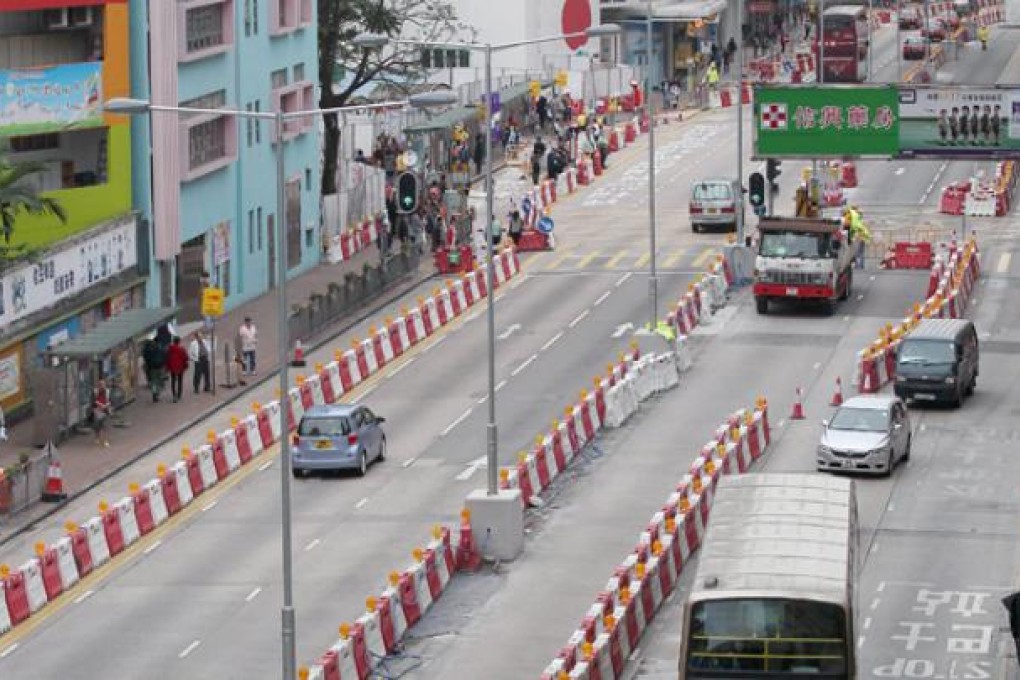 The 300-metre section of Ma Tau Wai Road in Kowloon City affected by the lane closures while an underground station is built for the Sha Tin to Central rail link. Photo: SCMP Pictures