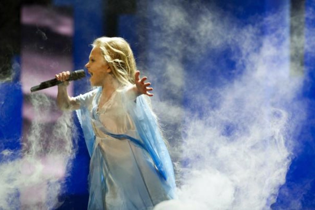 Anastasiya Petryk from the Ukraine performs during the dress rehearsal for the Junior Eurovision Song Contest. Photo: EPA