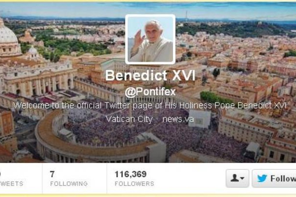 Screen shot of Pope's official twitter account. Photo: SCMP