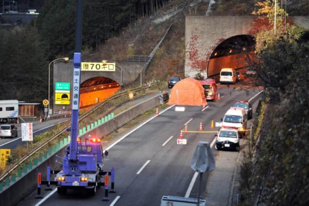 The collapse of the Sasago tunnel killed nine people. Photo: AFP