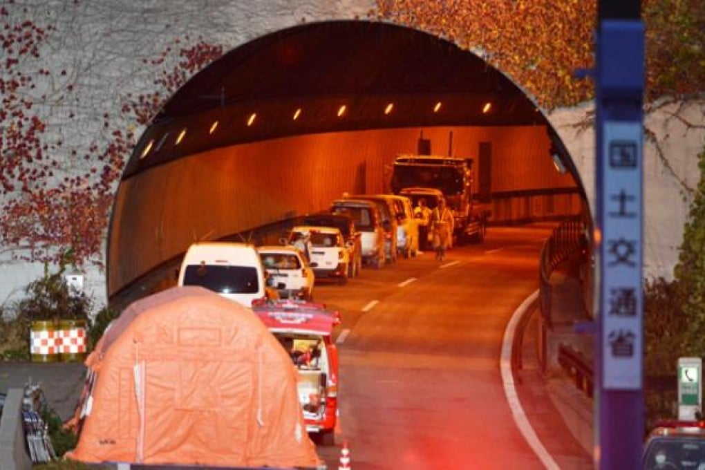 Japan ordered inspections of ageing highway tunnels on Monday after a fiery collapse that killed nine people. Photo: AFP