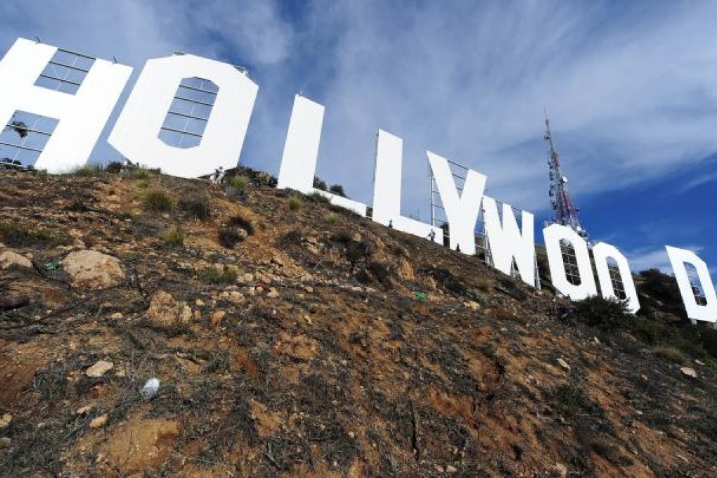 The freshly painted sign on top of Mount Lee in the Hollywood Hills north of Los Angeles. The makeover comes in advance of the sign's 90th birthday next year. Photo: AFP
