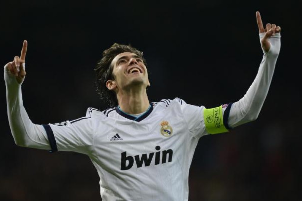 Brazilian Kaka celebrates after scoring for Madrid. Photo: AFP
