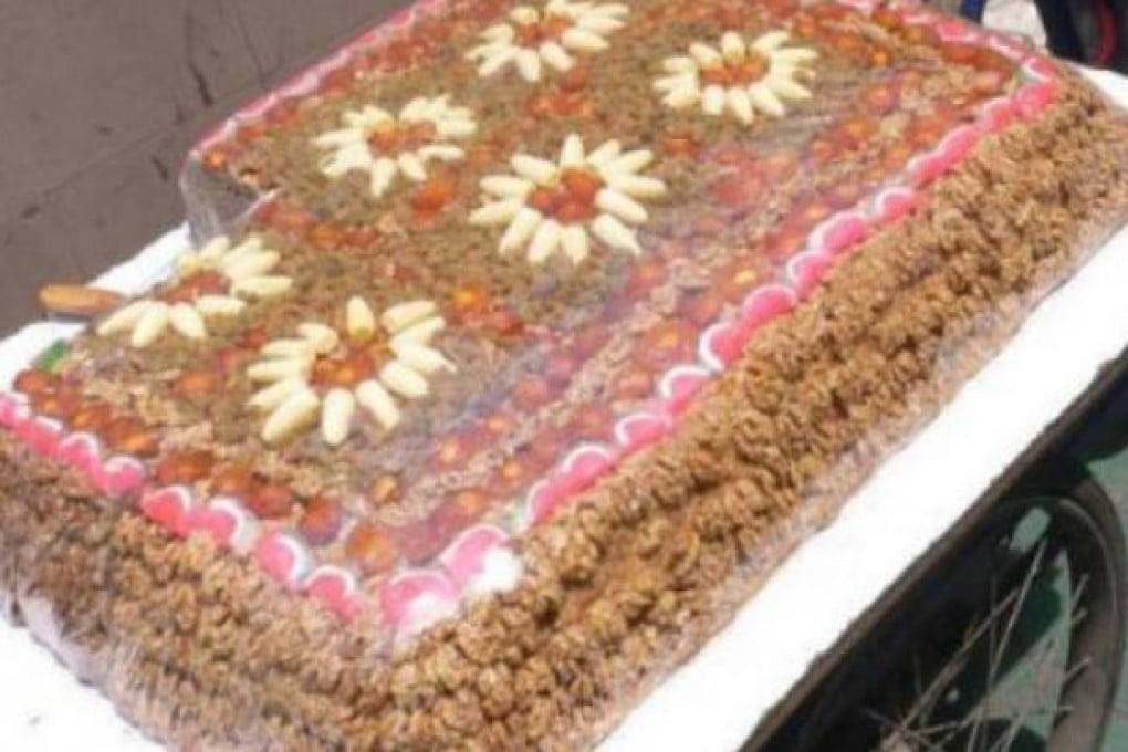 The now viral picture of a sliced Xinjiang nut cake. Photo: SCMP Pictures