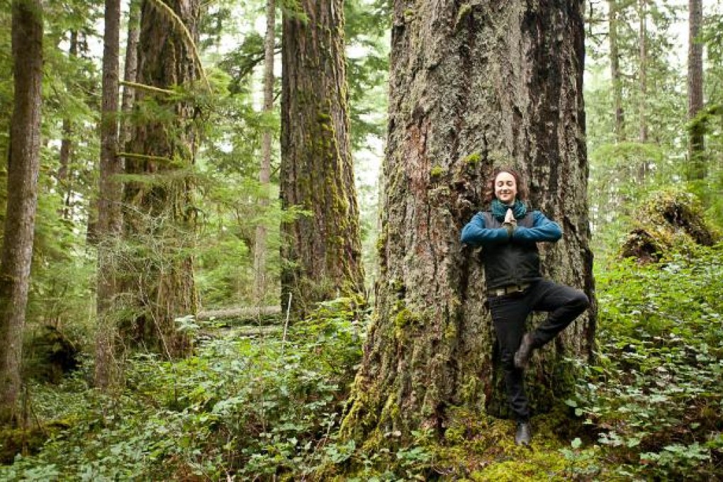 A Cortes Island resident explores one of the forests owned by Island Timberlands. Photo: T.J. Watt
