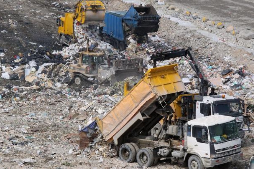 Rubbish trucks in a landfill in Tseung Kwan O. It is expected that Hong Kong’s landfills may reach full capacity by 2018. Photo: Dickson Lee