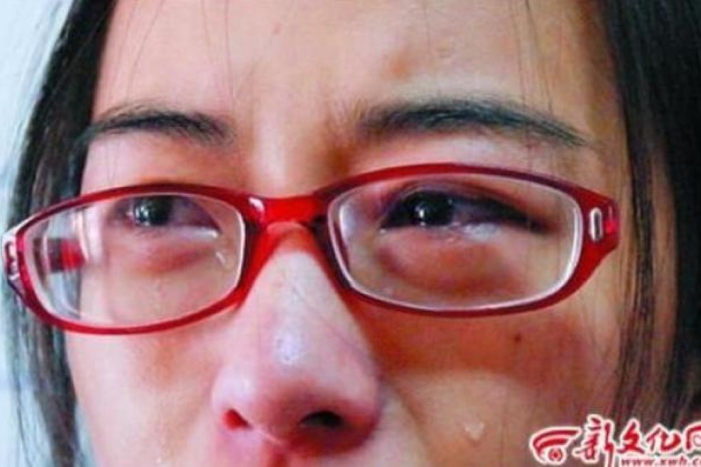 A photo circulating on weibo of a tearful Liang Xu. Photo: Sina Weibo