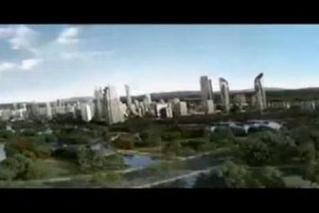A screen grab from a video showing the proposed development in the Lanzhou New Area