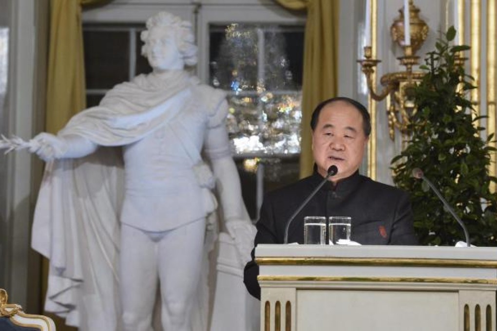 Mo Yan during his lecture in Stockholm on Friday. Photo: EPA