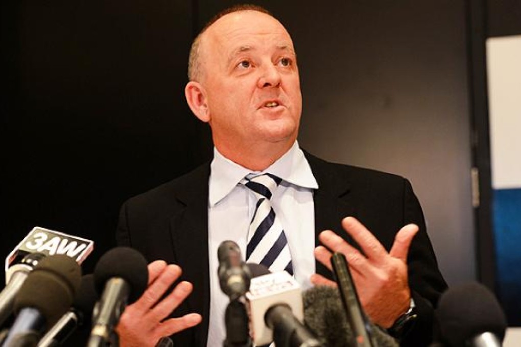 Rhys Holleran, CEO of Southern Cross Austereo, the parent company of Sydney's 2Day FM radio station, attends a press conference in Melbourne on Saturday. Photo: AFP