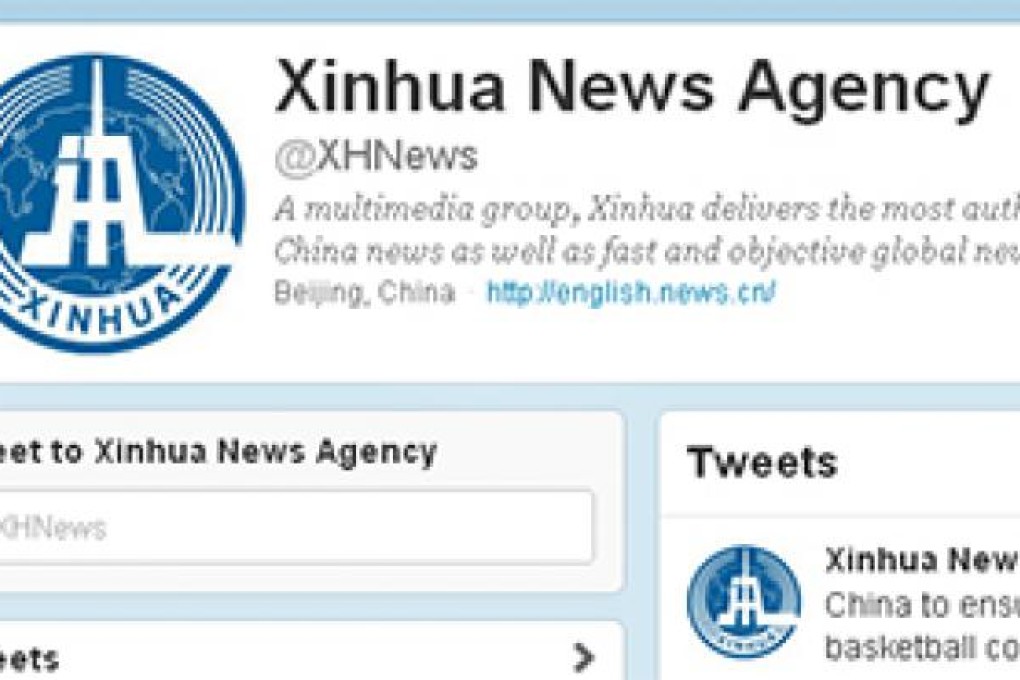 The Xinhua state news agency has been posting on Twitter since March. Photo: screenshot from Twitter
