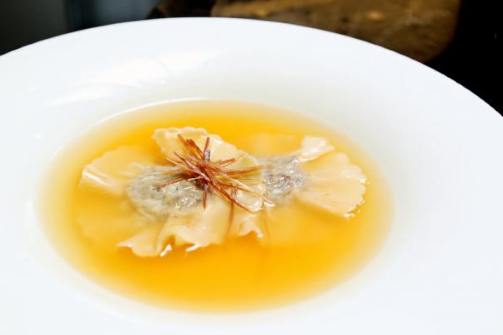 Duck ravioli in duck consommé at Ming Court.