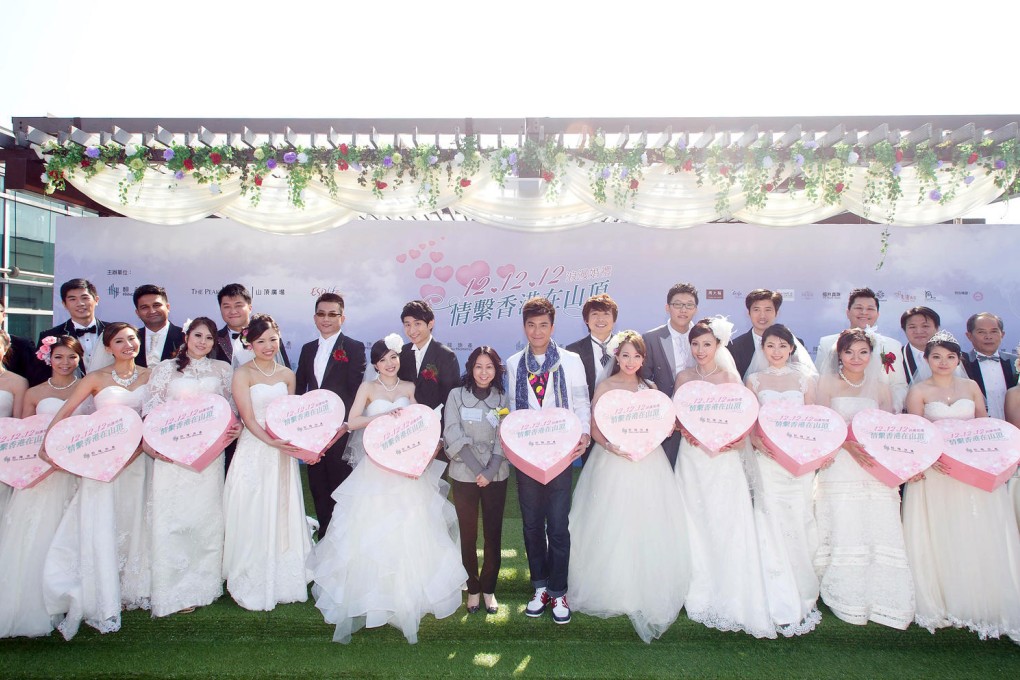 The 12 couples have a day to remember at The Peak Galleria on 12-12-2012. Photo: SCMP