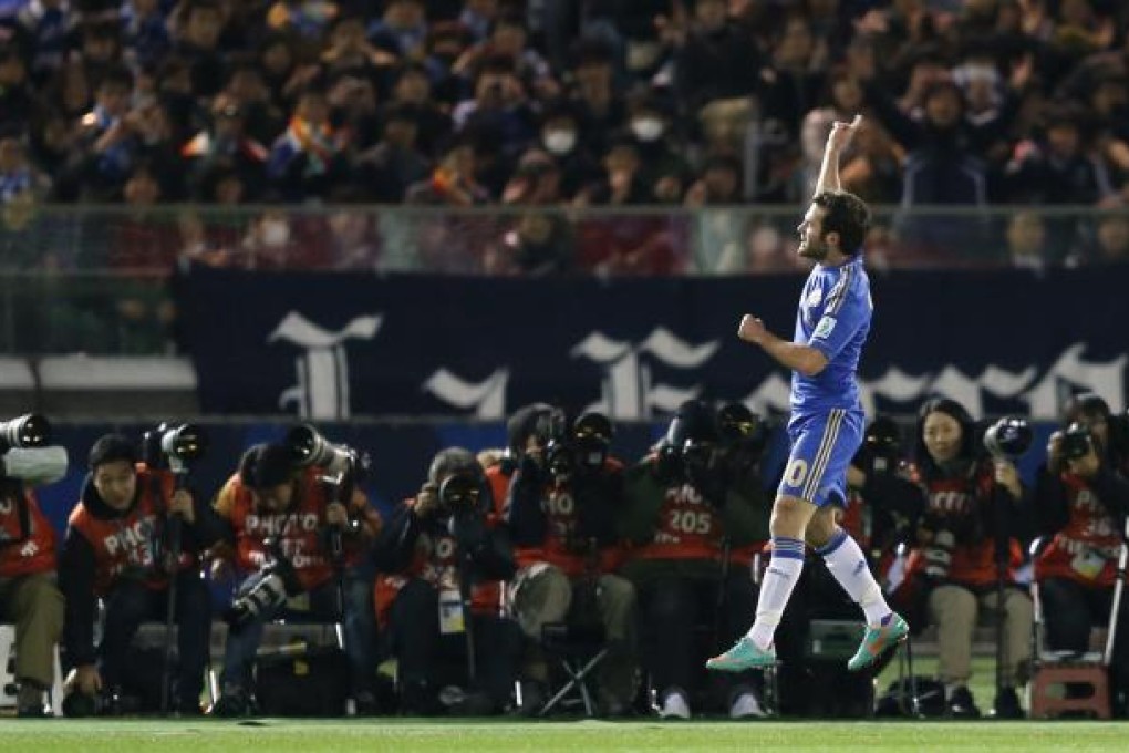 Chelsea's Juan Mata celebrates after scoring against Mexico's Monterrey during their Club World Cup semi-final match last night. Photo: Reuters