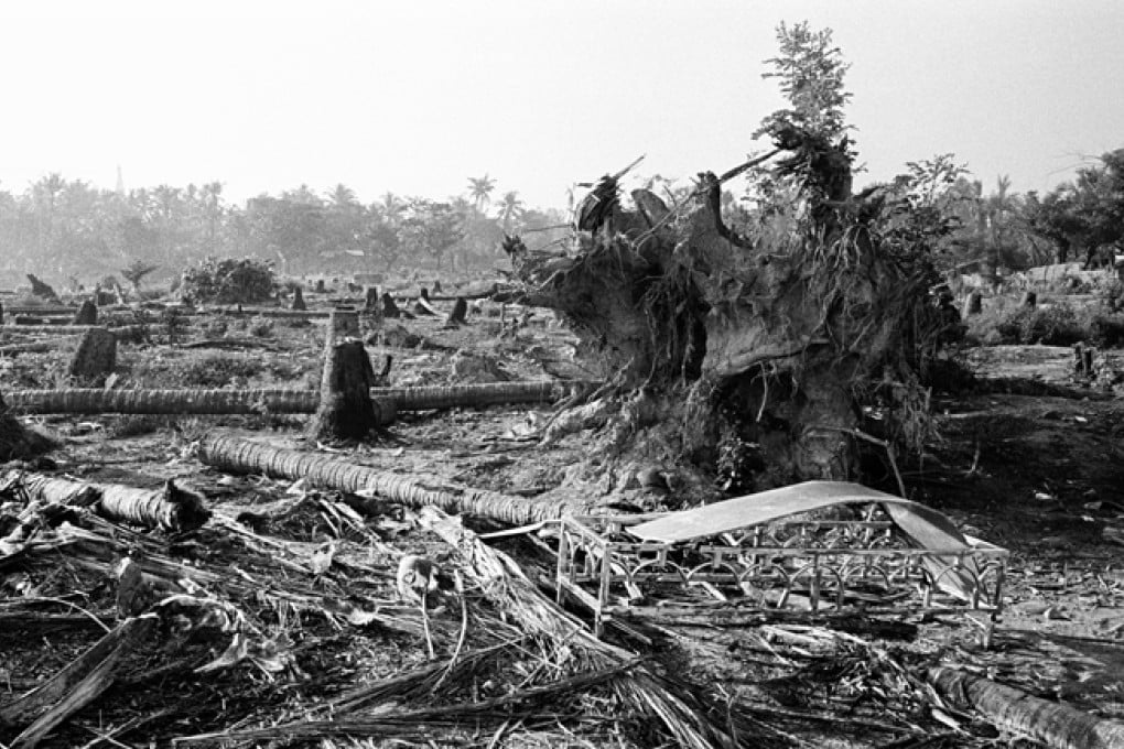 A metal bed used in Muslim funerals provides the only evidence of a Rohingya presence in the Nazir Muslim quarter, in Sittwe, Myanmar.
