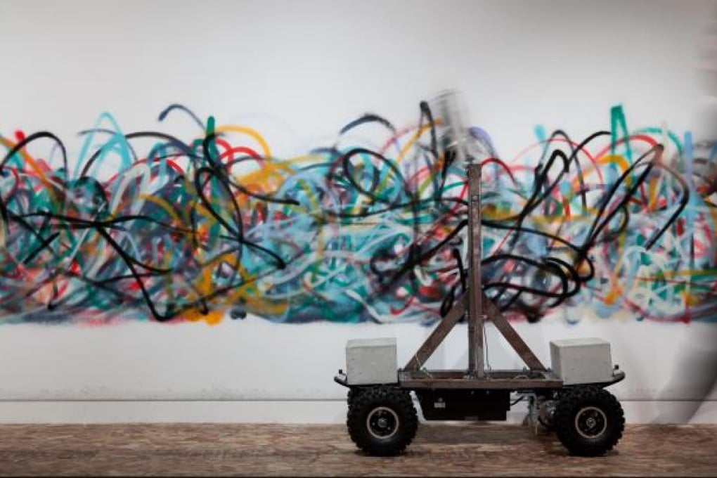 Senseless Drawing Robot does its graffiti-style thing as programmed by So Kanno and Takahiro Yamaguchi.